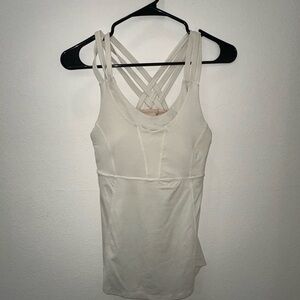 Lululemon Athletica White Fitted Backless Tank Top
